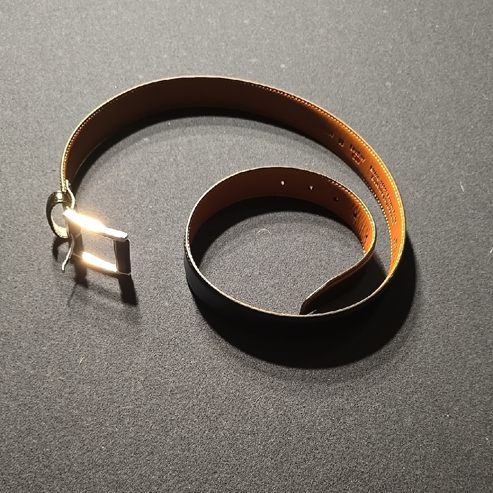 Black Leather Belt with Silver Buckle